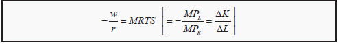  the marginal rate of technical substitution, MRTS